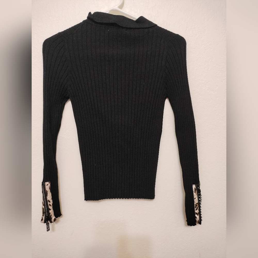 2pcs Belldini Black Ribbed Knit Rhinestone Long Sleeve - Picture 6 of 12
